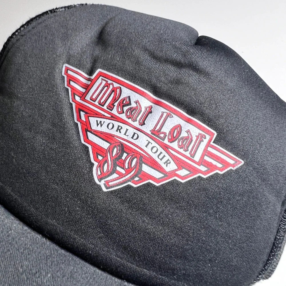 Vintage 1989 Meat‎ Loaf World Tour Trucker Hat Showcase Yupoong Black Snapback